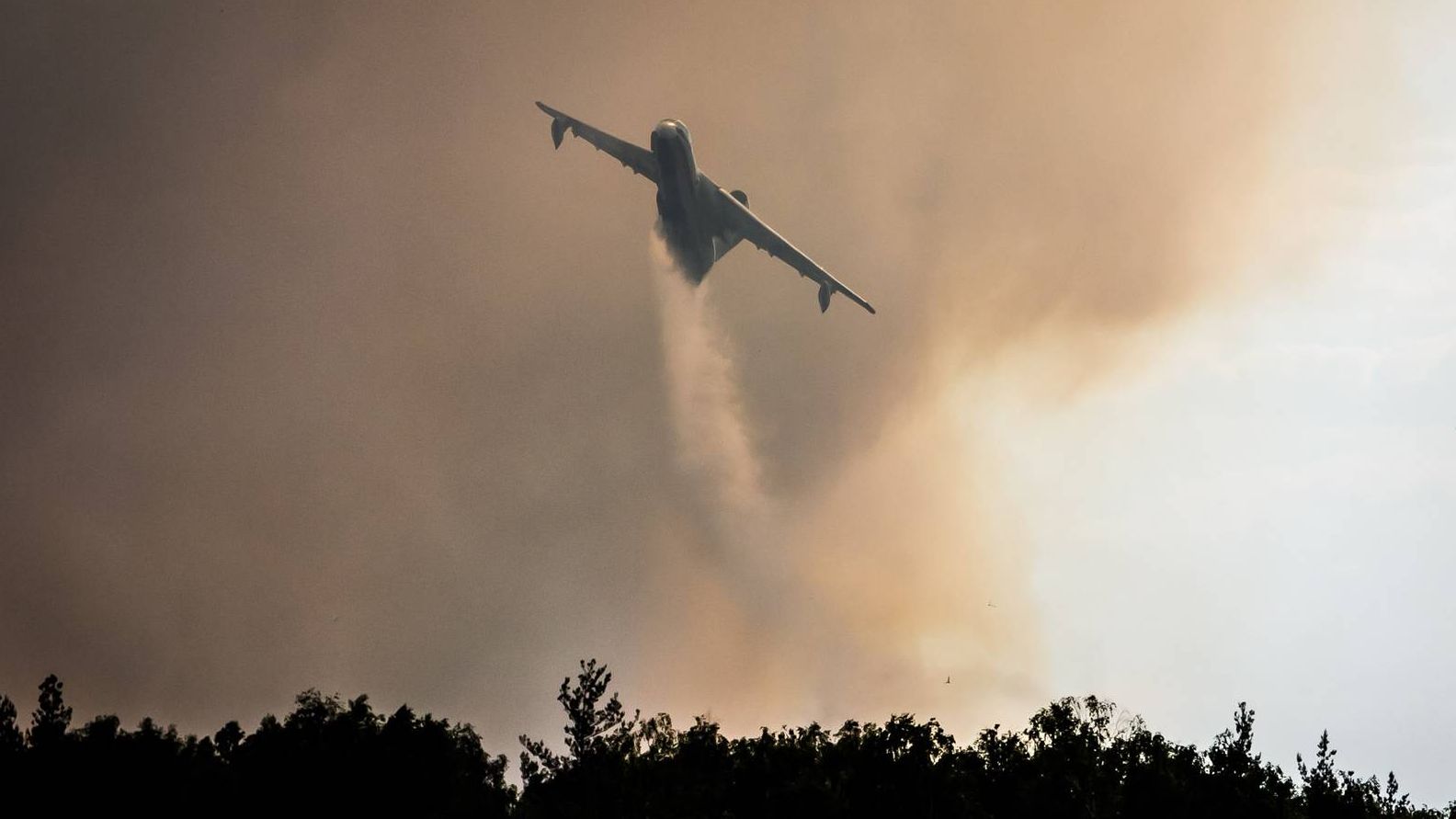 Самолёт Бе-200 на тушении лесного пожара