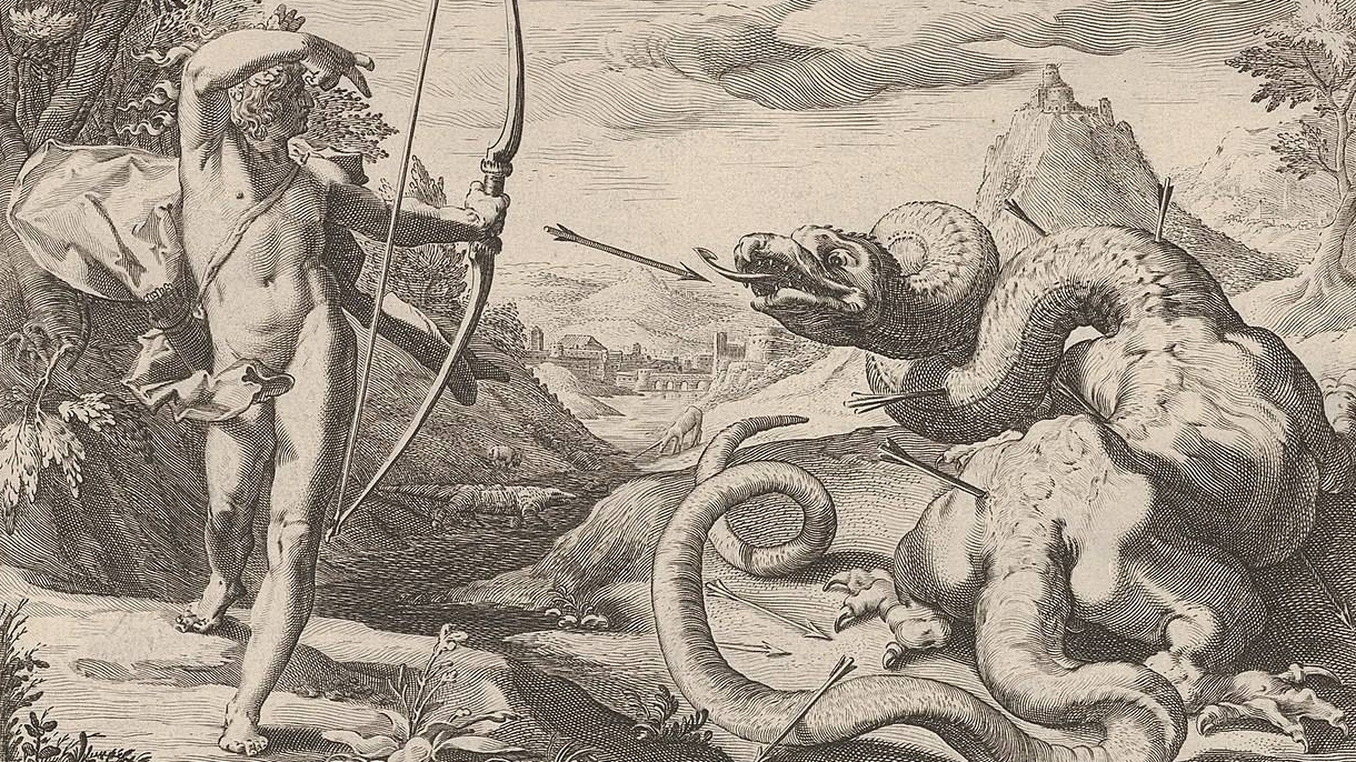 Хендрик Гольциус. Аполлон убивает Пифона. XVI век