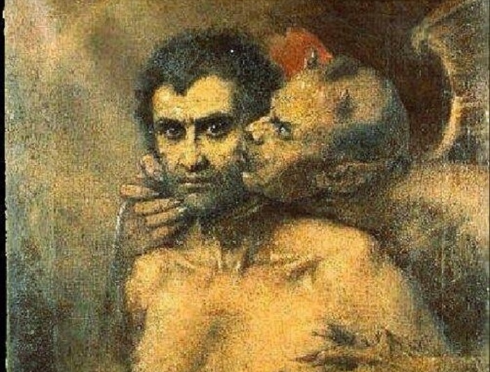 Бенуа-Гермогаст Молин. Иуда и Сатана. Фрагмент. 1880 