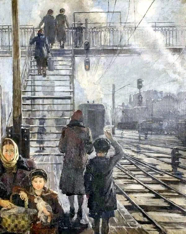 Юрий Пименов. Железнодорожная станция. 1940-е