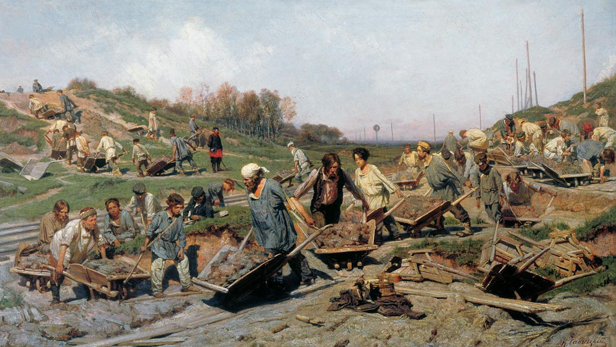 К. А. Савицкий. Ремонтные работы на железной дороге. 1874