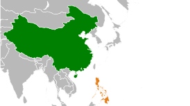 Размещение Филиппин и Китая на карте