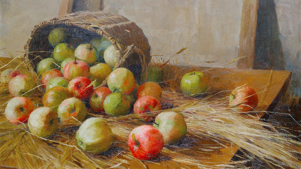 Федот Сычков. Натюрморт с яблоками (фрагмент). 1909