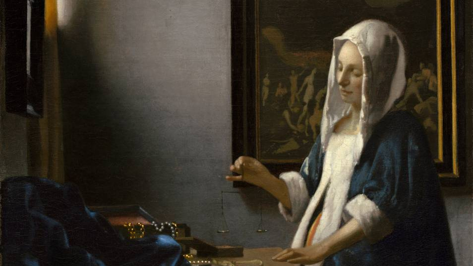 Ян Вермеер. Женщина, держащая весы. 1663-1664