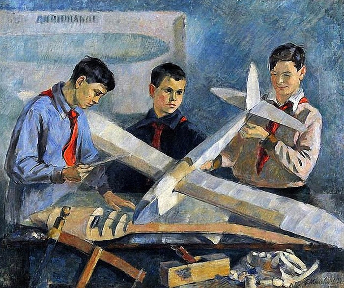 Б. Миловидов. Авиамоделисты. 1934