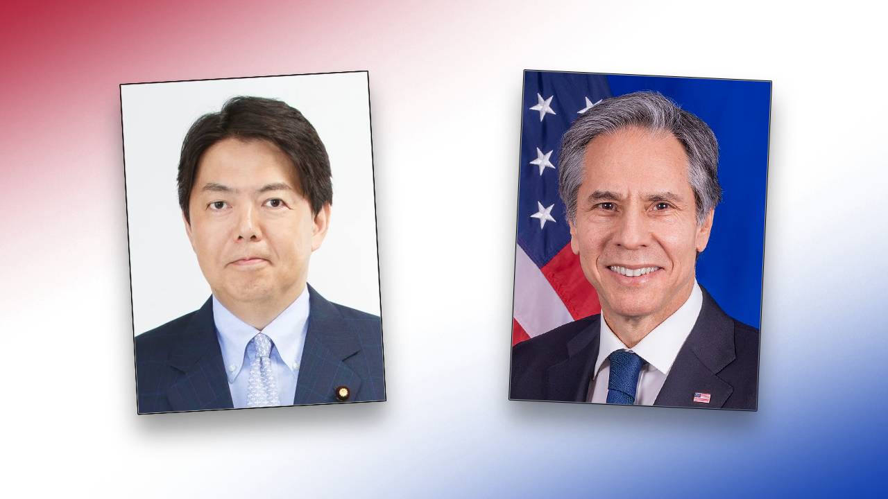Министр иностранных дел Японии Ёсимаса Хаяси и госсекретарь США Энтони Блинкен