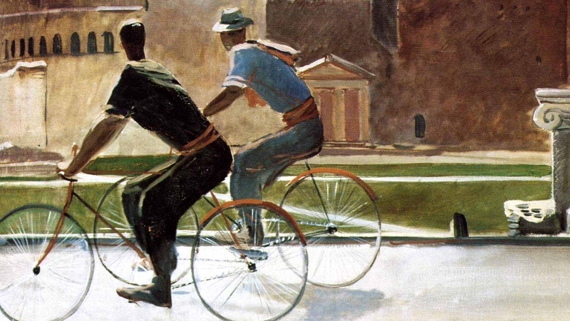 Александр Дейнека. Итальянские рабочие на велосипедах (фрагмент). 1935