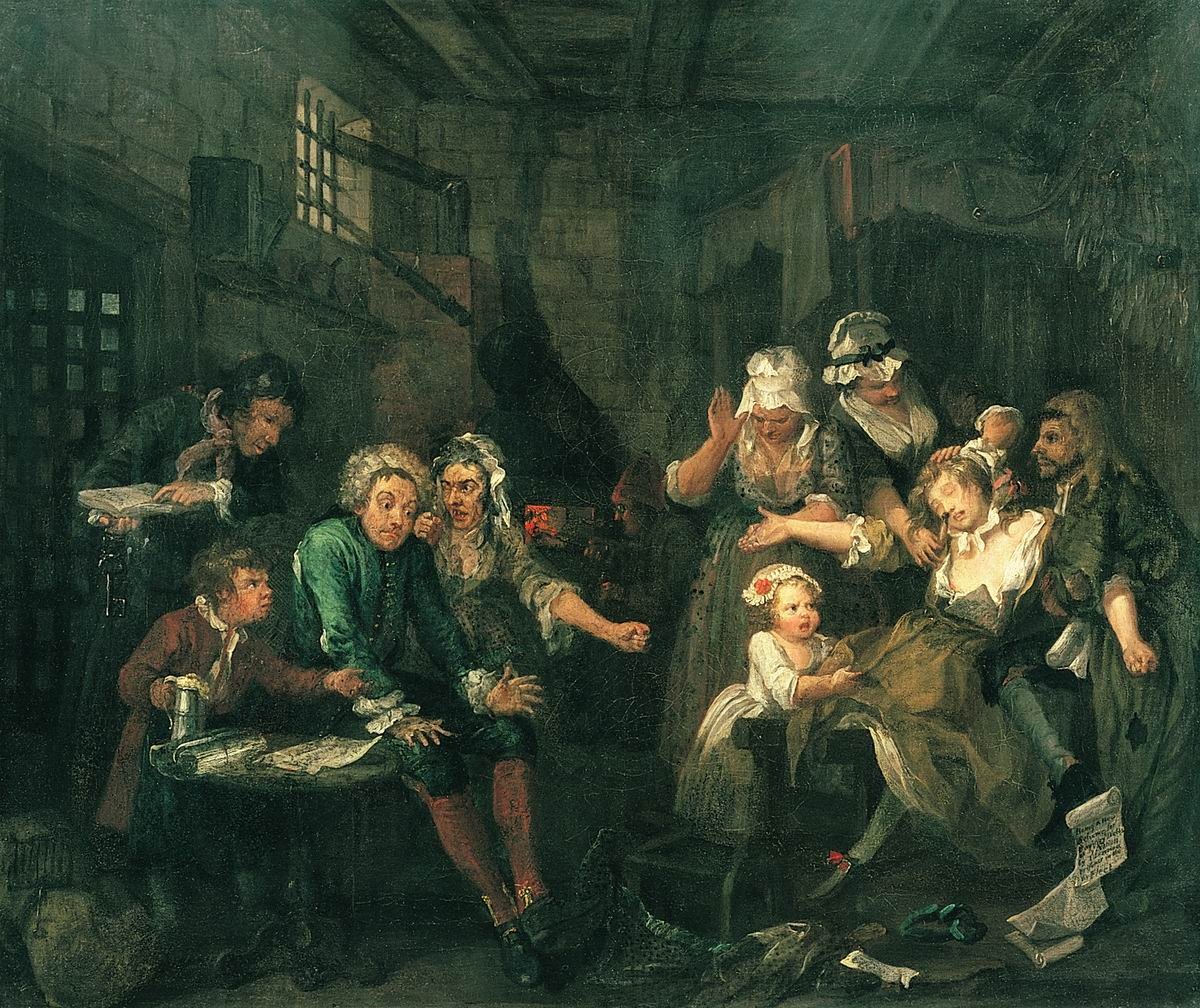 Уильям Хогарт. Карьера мота: Тюрьма (В тюрьме Флит). 1733 год.