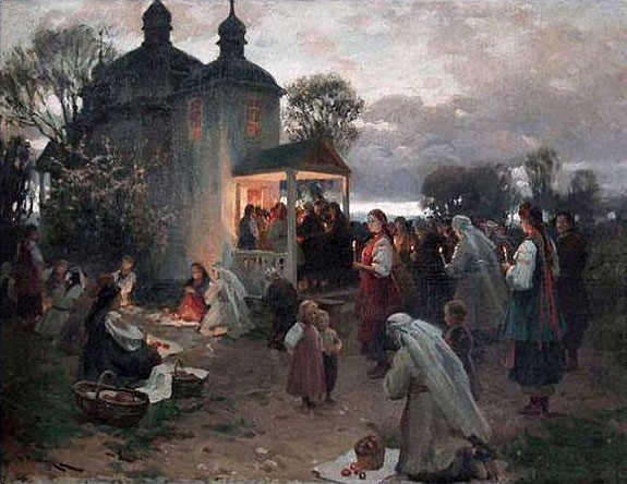 Николай Корнилович Пимоненко. Пасхальная заутреня в Малороссии. 1891