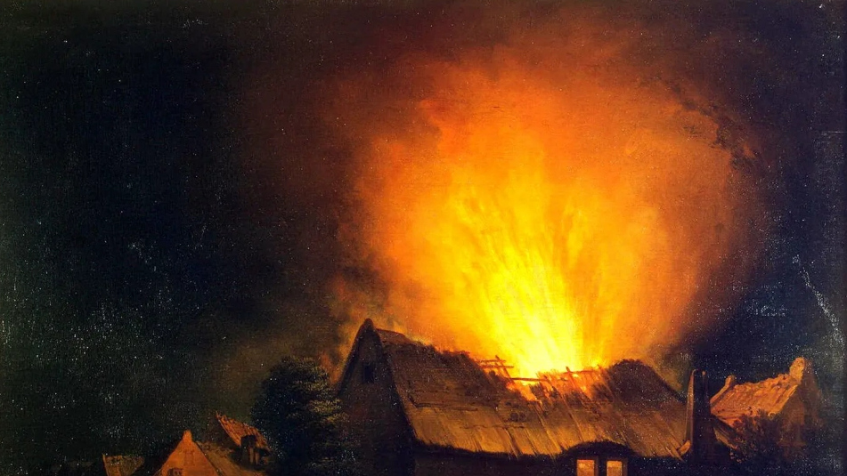 Эгберт Ливенс ван дер Пул. Пожар в деревне (фрагмент).
