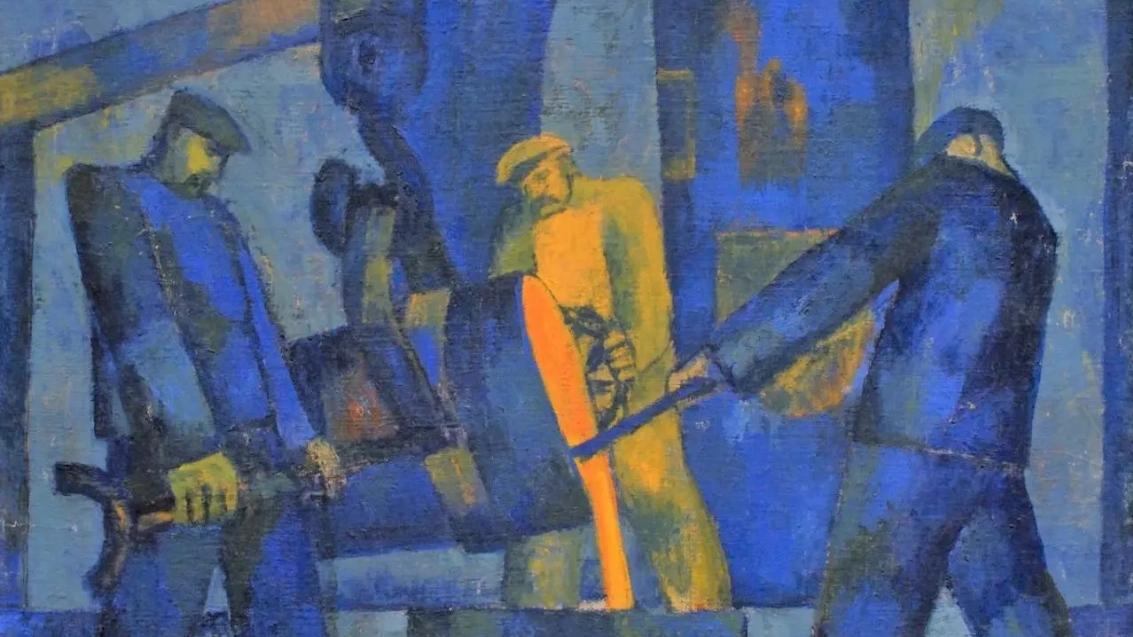 Николай Шелюто. Выплавка стали (фрагмент). 1927