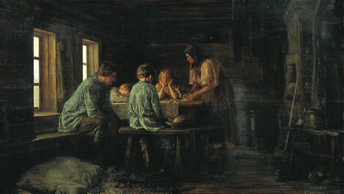 Бедный ужин. Василий Максимов. 1879