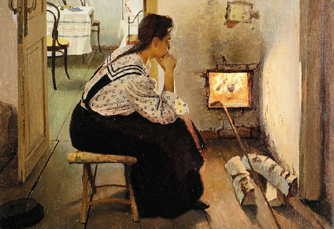 Яков Калиниченко. Думы у печки. 1897. 