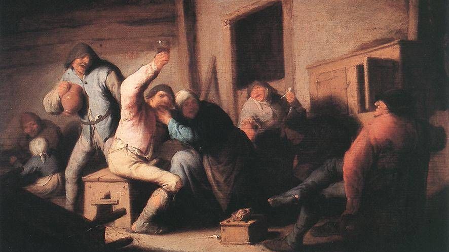 Адриан ван Остаде. Крестьяне в таверне. 1635