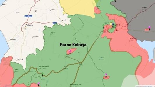 Фуа и Кефрайя на карте Сирии.