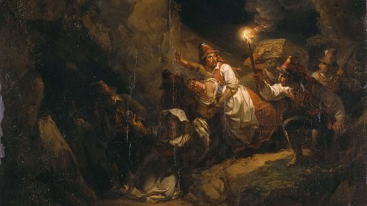 Александр Лауреус. Итальянские бандиты похищают женщин (фрагмент). 1823 год.