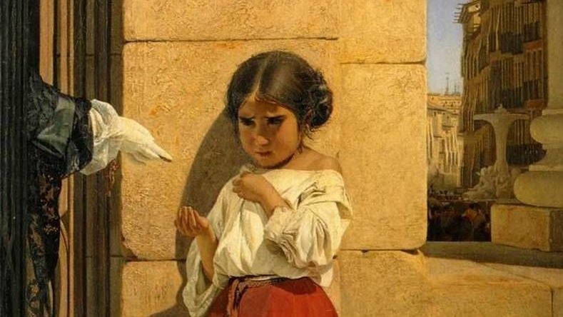 Е. Сорокин. Нищая девочка-испанка. 1852