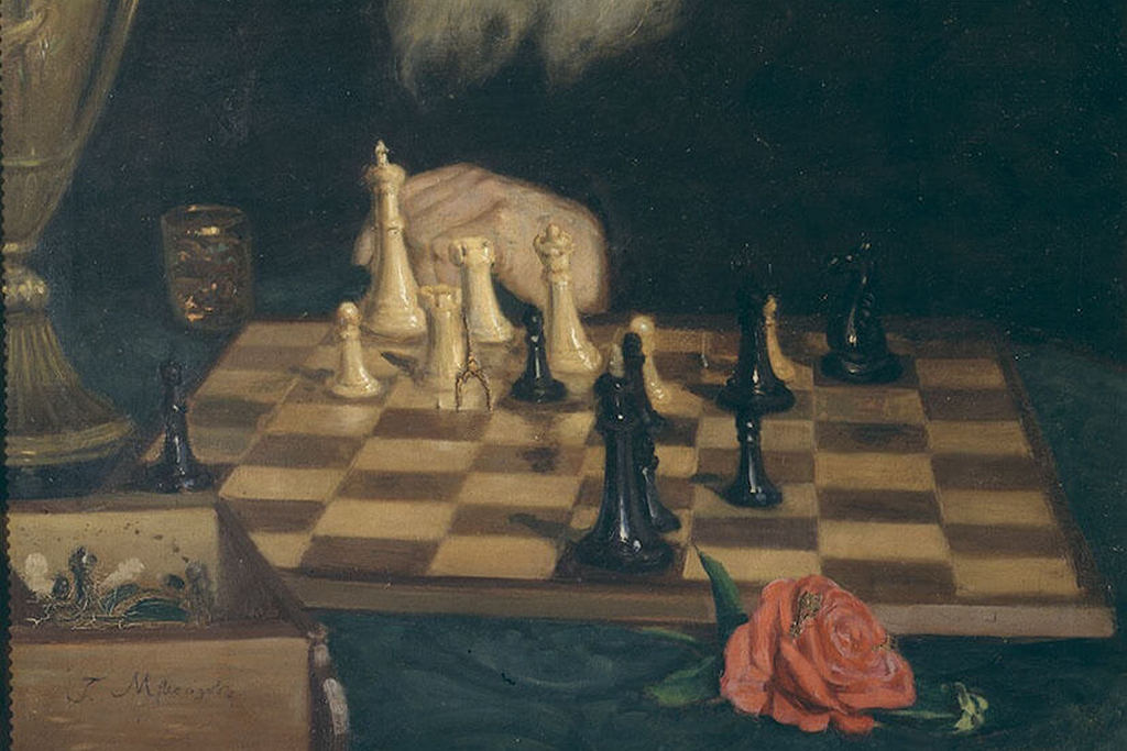 Григорий Мясоедов. Сам с собою, или Игра в шахматы (фрагмент). 1907