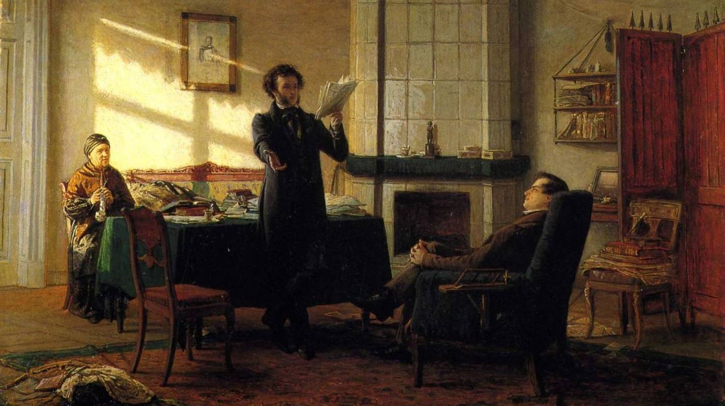 Александр Сергеевич Пушкин в селе Михайловском, 1875 (фрагмент)