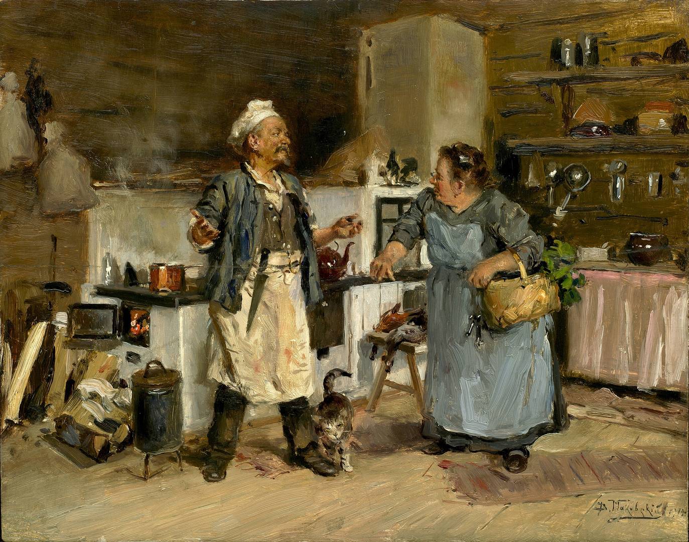 Владимир Маковский. Опять они ссорятся (Повар и кухарка). 1912