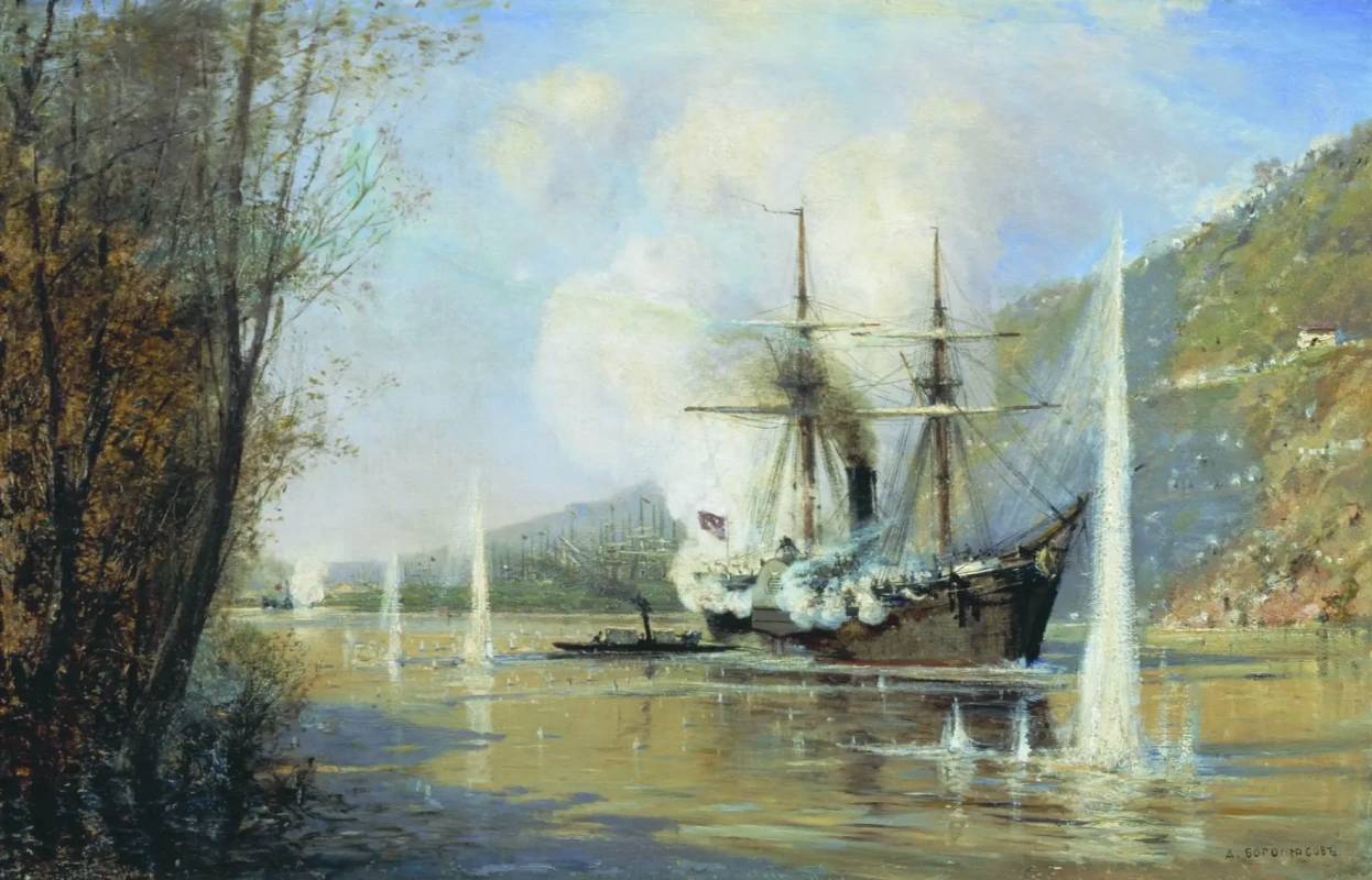 Алексей Боголюбов. Атака турецкого парохода миноносной лодкой «Шутка» 16 июня 1877 года. 1881