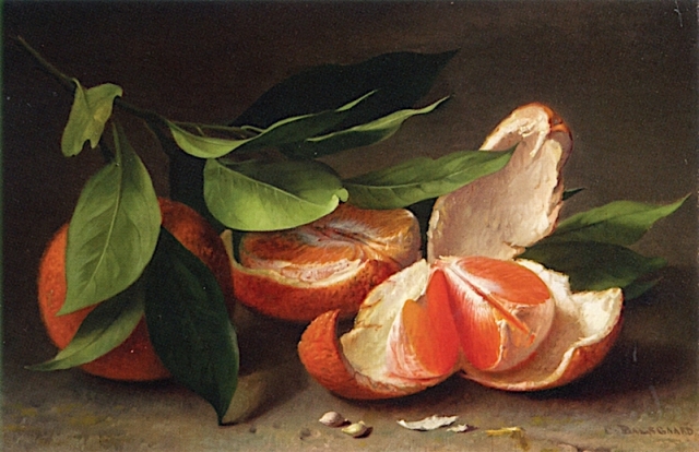 Карл Вильгельм Балсгаард. Натюрморт с мандаринами. 1860