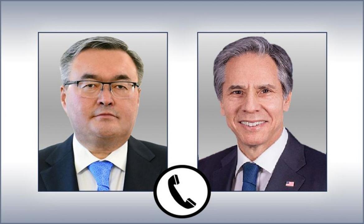 Заместитель главы правительства — глава МИД Казахстана Мухтар Тлеуберди и Государственный секретарь США Энтони Блинкен