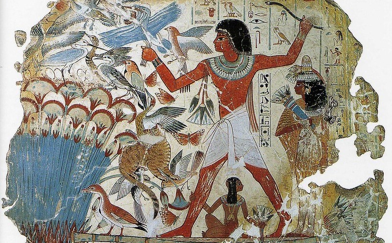 Охота на птиц в зарослях папируса. Из гробницы Небамона. Британский музей 