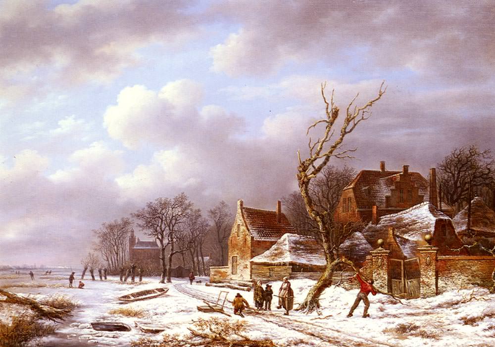 Пьер Франсуа де Нотр. Зима, заготовка хвороста. XIX век