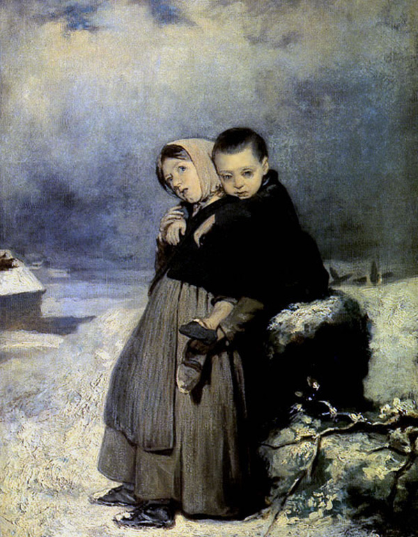 В. Перов. Дети-сироты на кладбище. 1864
