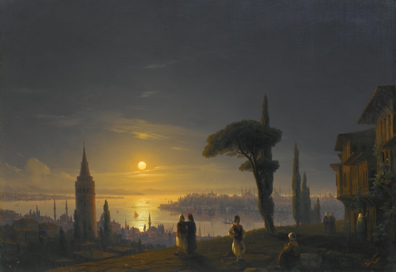 Галатская башня в лунную ночь. Иван Айвазовский. 1845