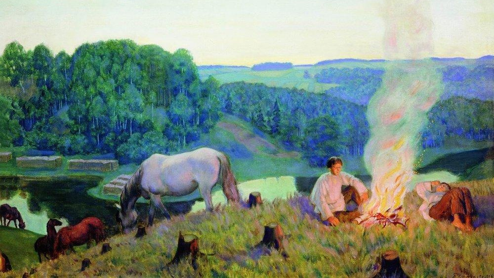 Борис Кустодиев. Костер. Ночное (фрагмент). 1916