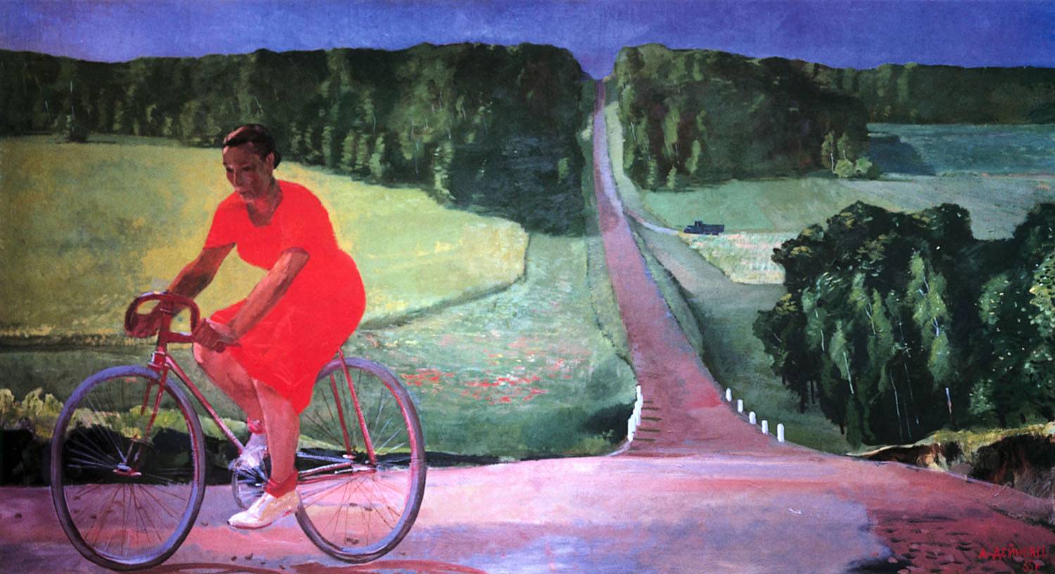 Александр Дейнека. Колхозница на велосипеде. 1935 г.