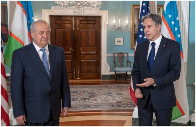 Глава МИД Узбекистана Абдулазиз Камилов и госсекретарь США Энтони Дж. Блинкен