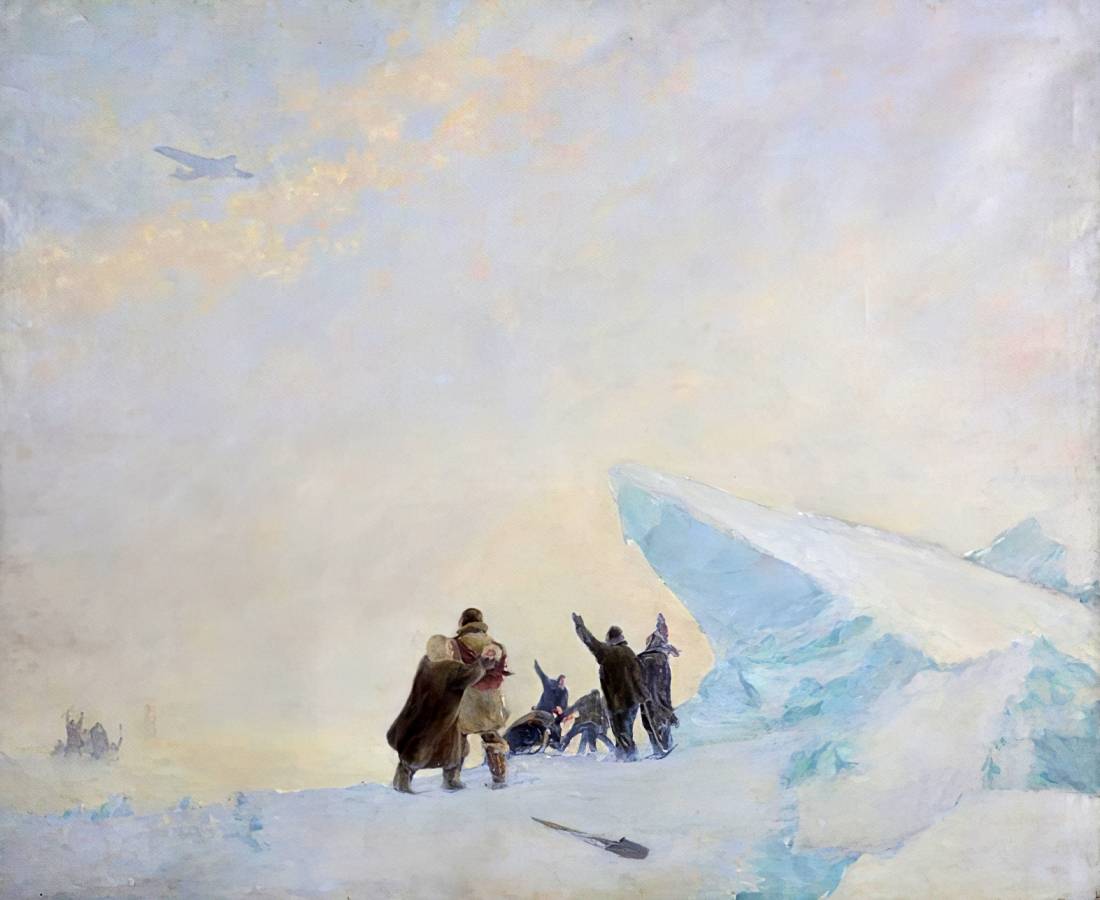 Федор Решетников. Первый самолет на льдине. 1936