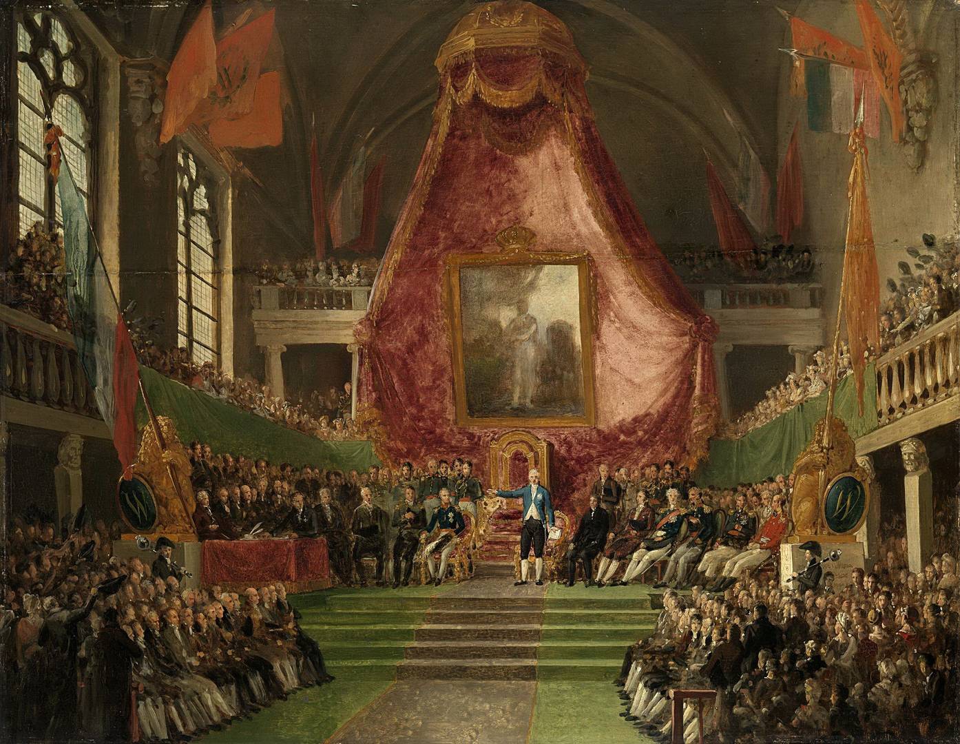 Маттеус Игнатиус ван Брe. Праздничное оформление Гентским университетом тронного зала в ратуше к приезду принца Оранского 9 октября 1817 года. 1817-1830
