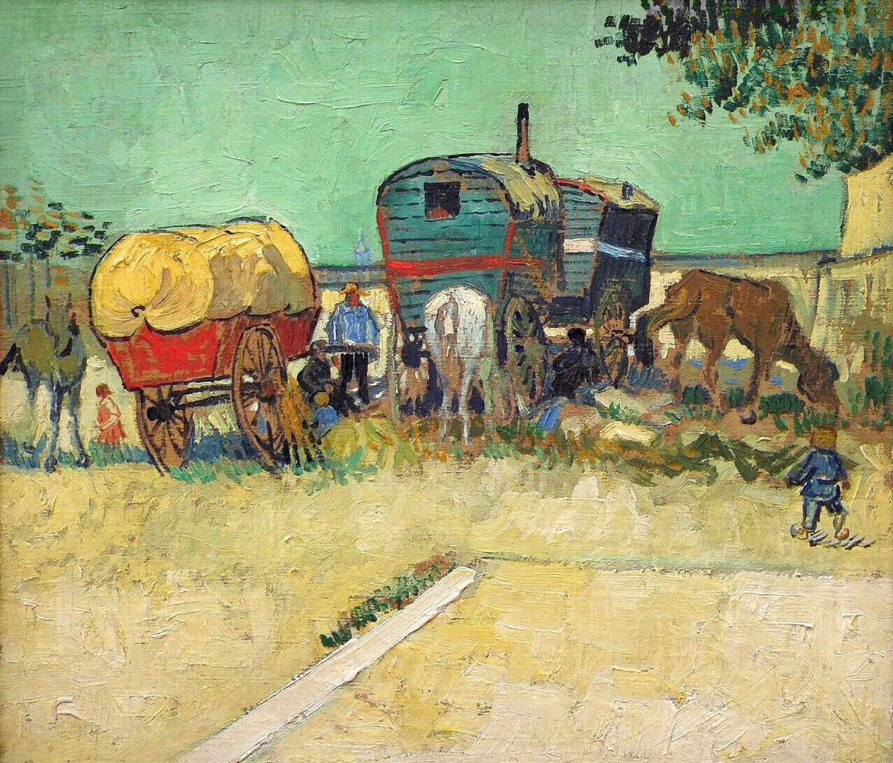 Винсент Ван Гог. Цыганский табор с фургонами. 1888