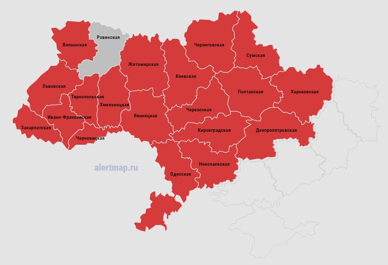 Карта воздушных тревог в украине