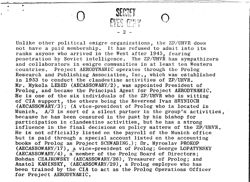 Документ ЦРУ об операции «Аэродинамик» (из рассекреченного архива)