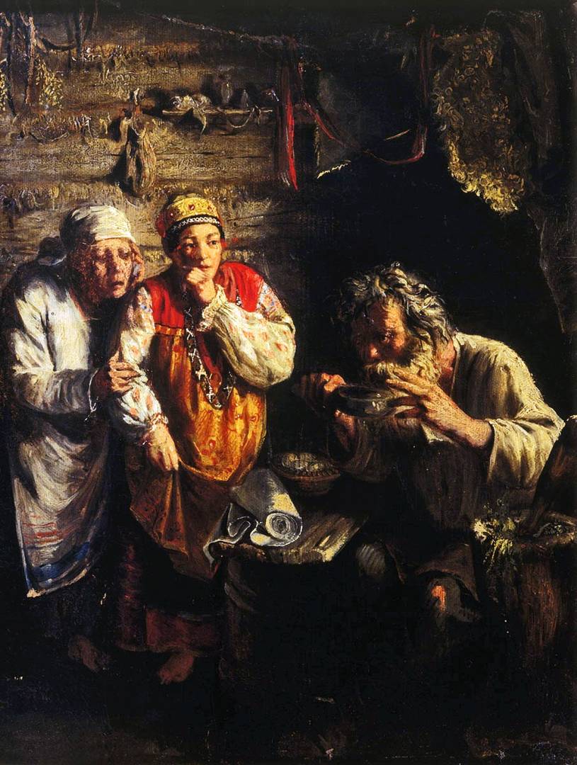Григорий Мясоедов. Деревенский знахарь. 1860