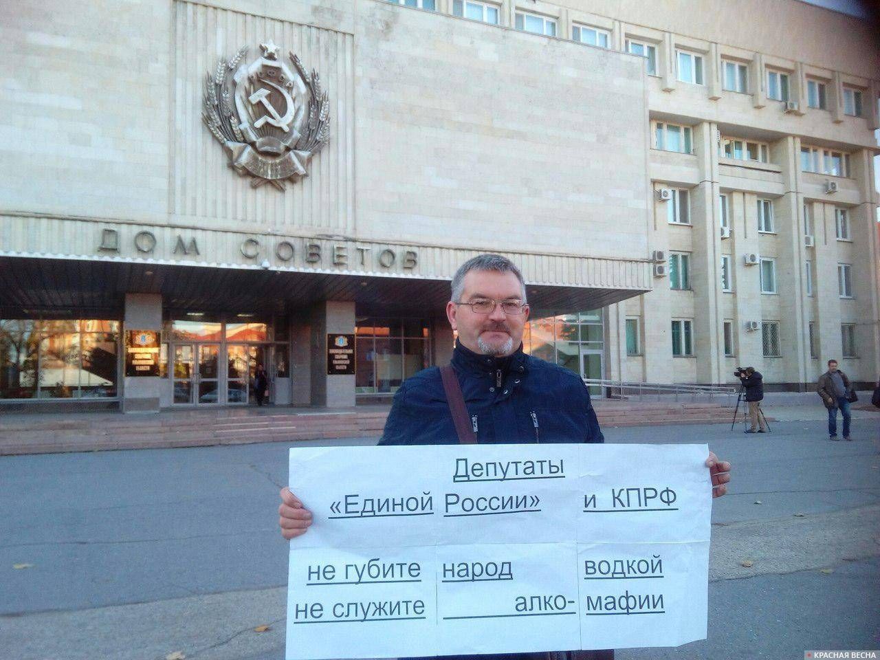 Пикет участника общественного движения «Команда Путина». Ульяновск. 