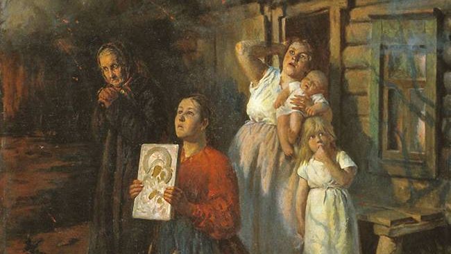 Федор Бухгольц. Пожар в деревне. 1901 г.