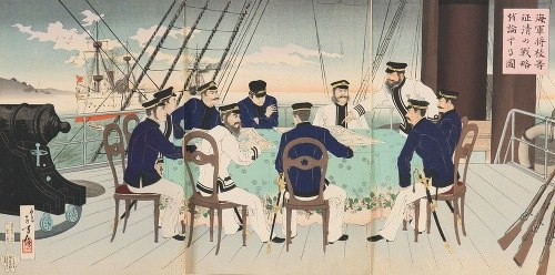 Naval Officers Discussing Battle Strategies for the Subjugation of China (1894)
