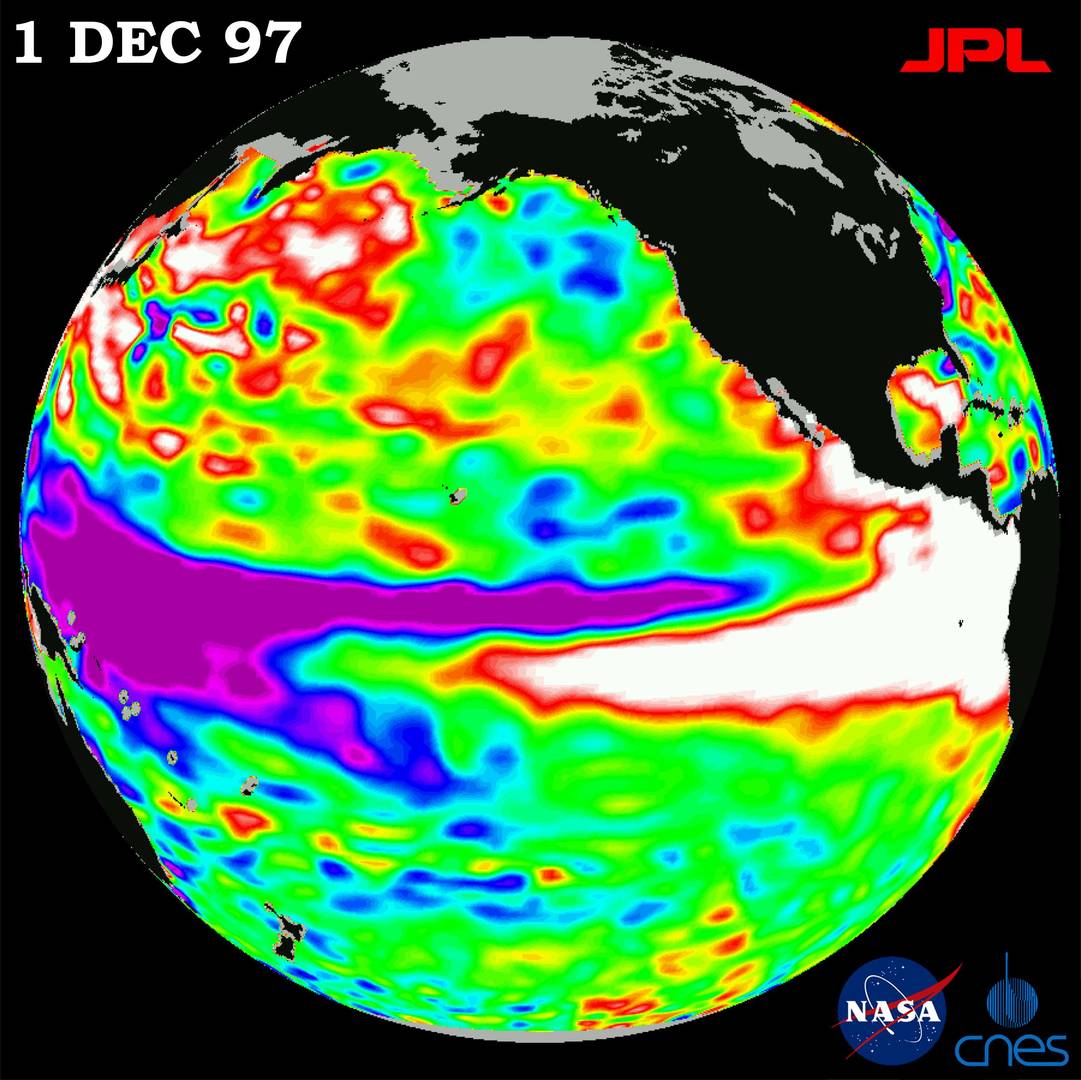 Эль-Ниньо 1997 года, замеченное TOPEX-Poseidon