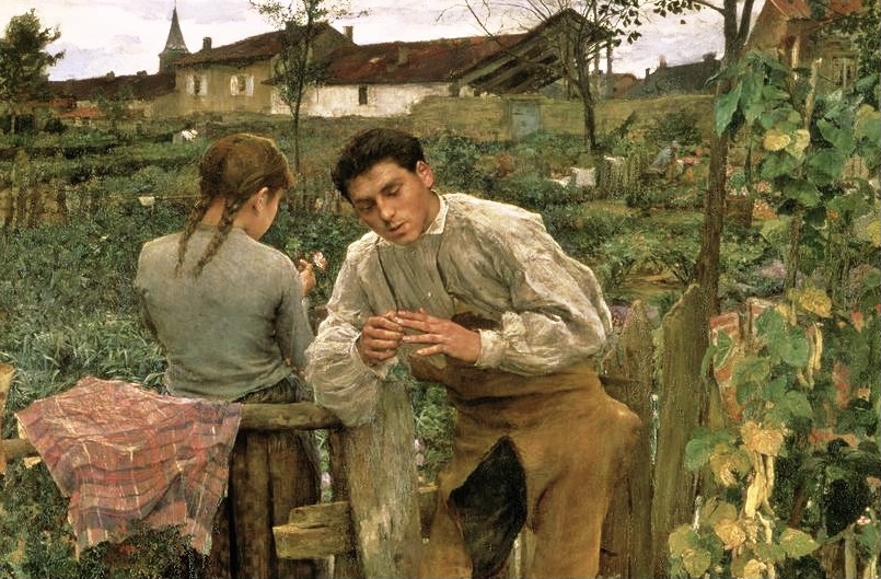 Жюль Бастьен-Лепаж. Деревенская любовь (фрагмент). 1882