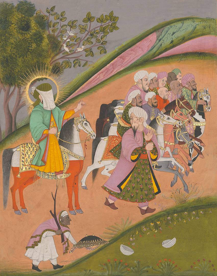Мухаммед и его сподвижники перед боем. Ок. 1820
