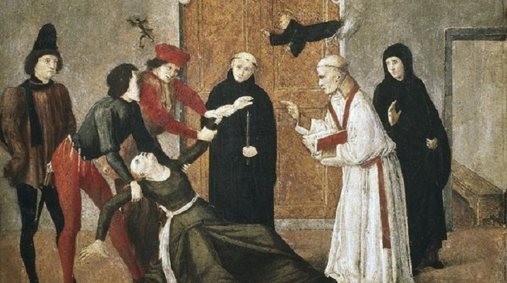Изгнание бесов из одержимой. Европейская живопись XV века