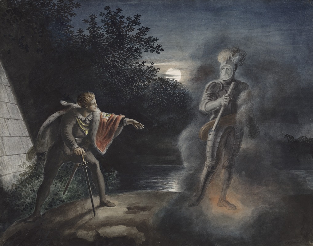 Иоганн Генрих Рамберг, Призрак и Гамлет (1829)