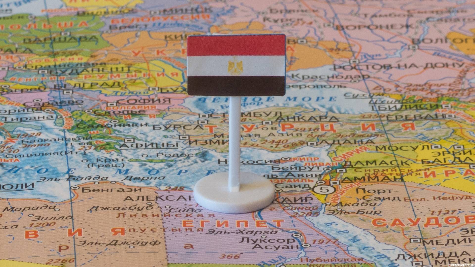 Египет с флагом на карте мира