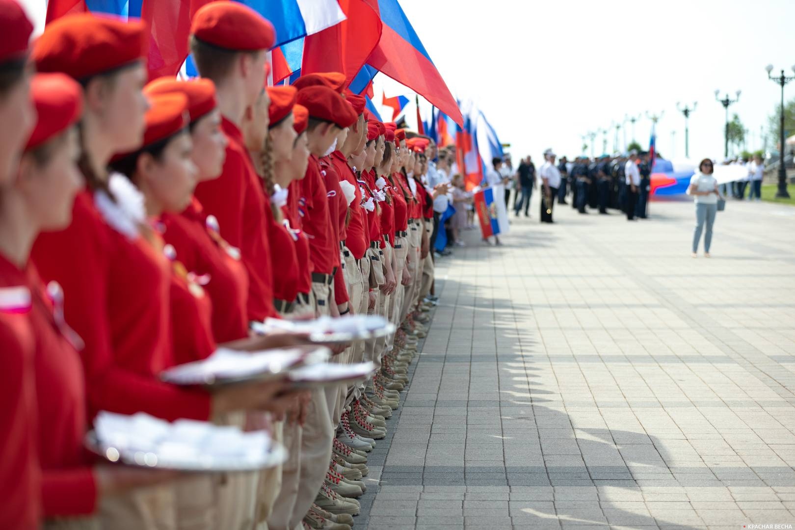 Построение юнармейцев в составе церемонии в честь Дня России